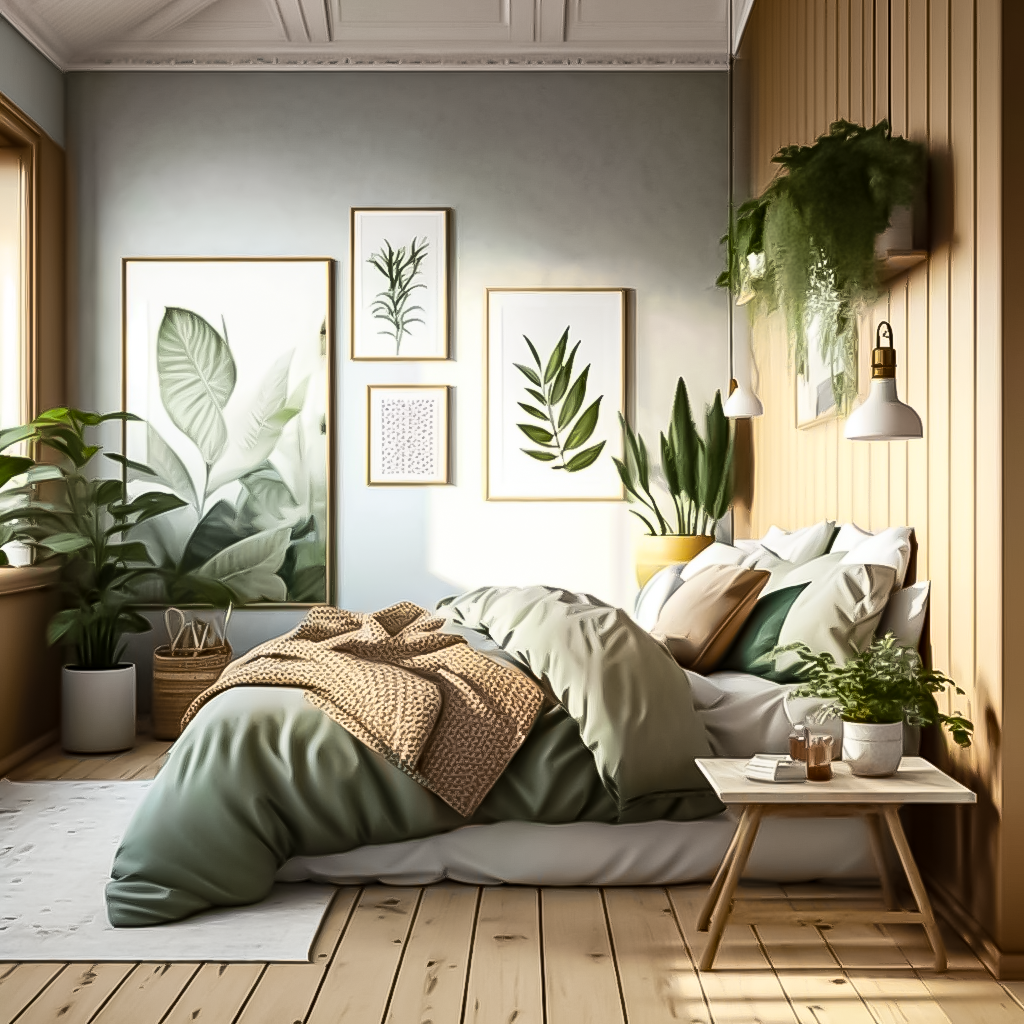 chambre scandinave plantes